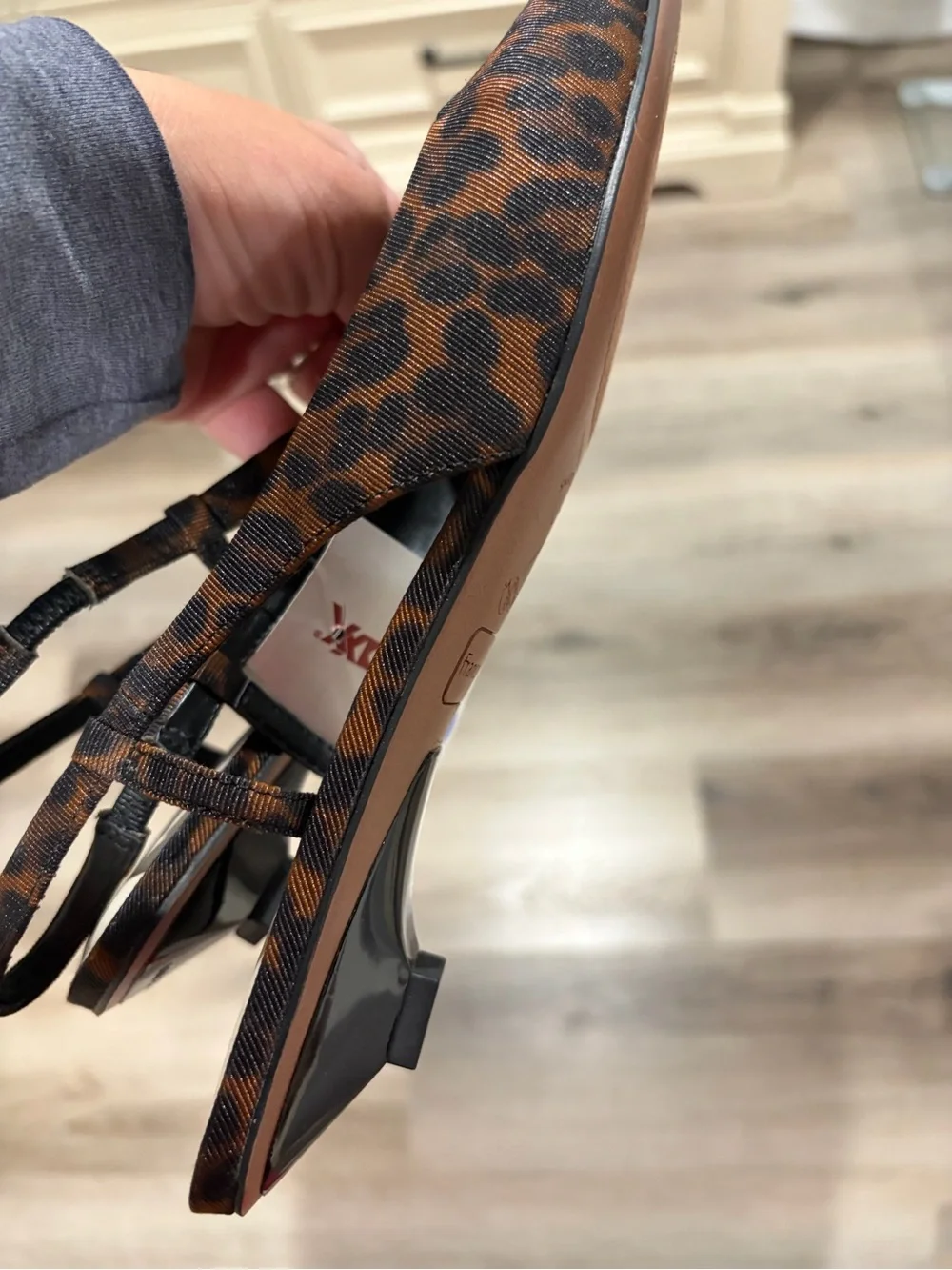 Franco Sarto Leopard Print Pointed Toe Slingback Flats - Brown/Black
